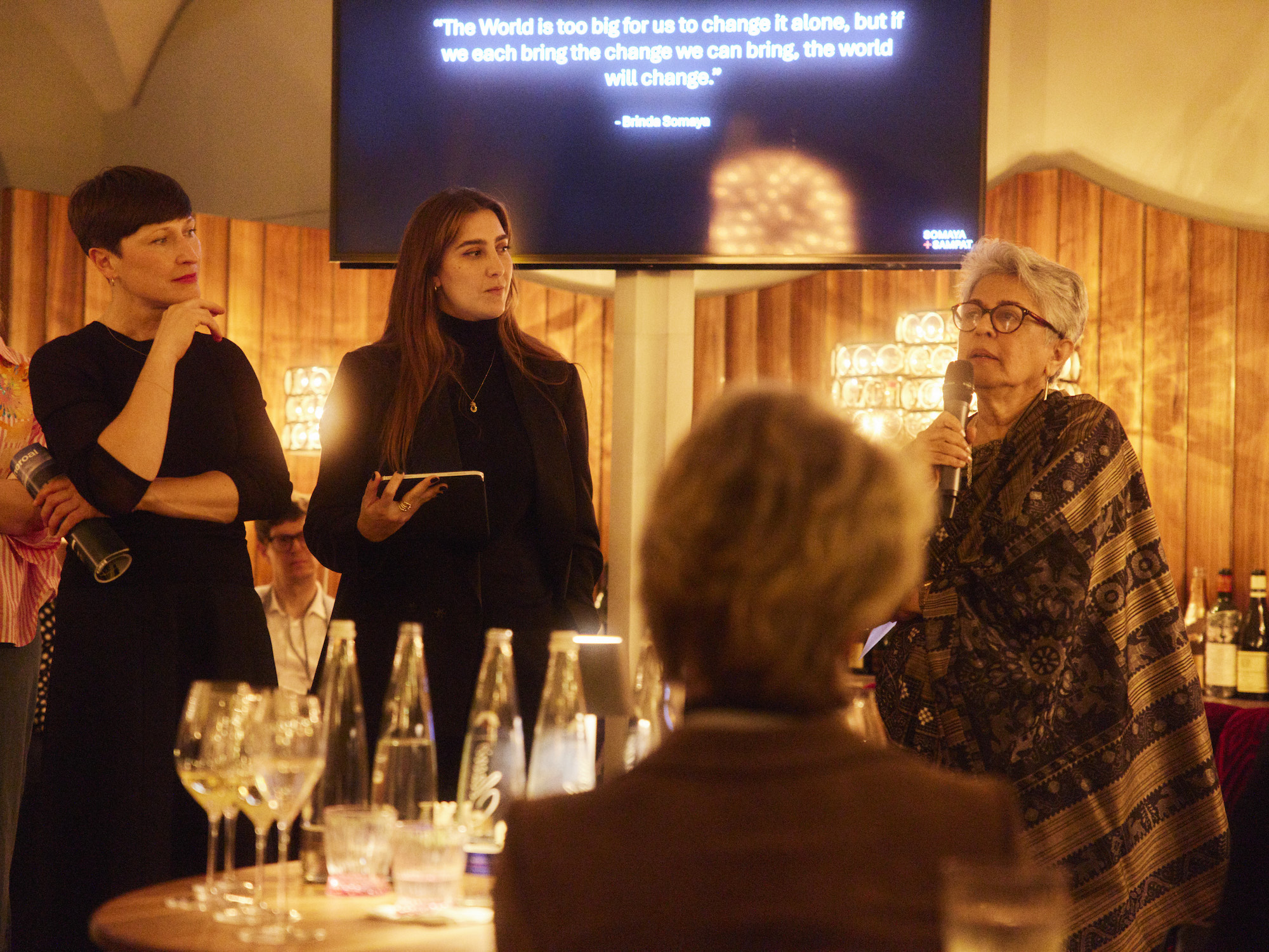 Architecture Matters 2025 Opening with Brinda Somaya Foto: Tanja Kernweiss Starting from the left-hand side: Nadin Heinich, Architecture Matters, Christele Harrouk, ArchDaily, Brinda Somaya, Somaya Sampat, Mumbai